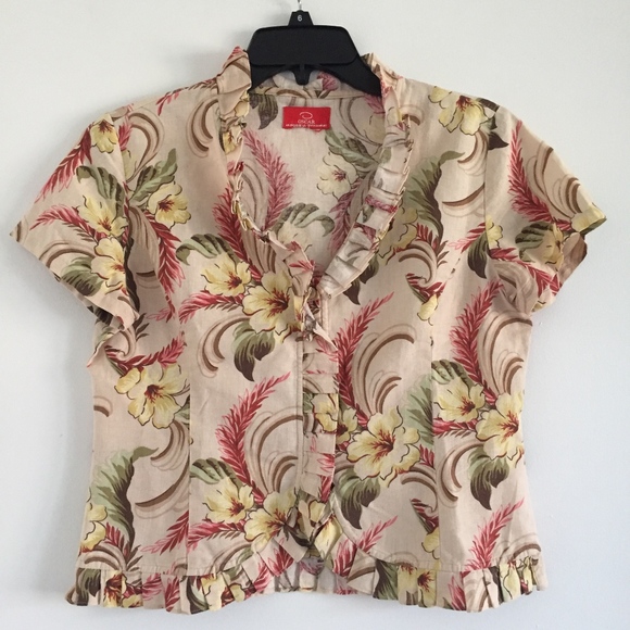 RARE! Vintage Oscar Oscar de la Renta Floral Top - Picture 5 of 8
